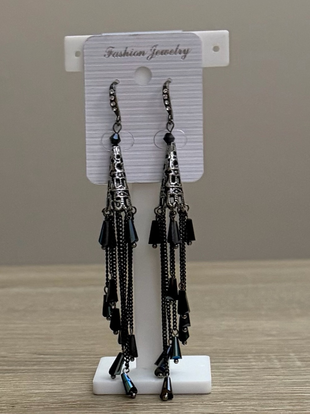 Black Gothic Tassel Statement Earrings